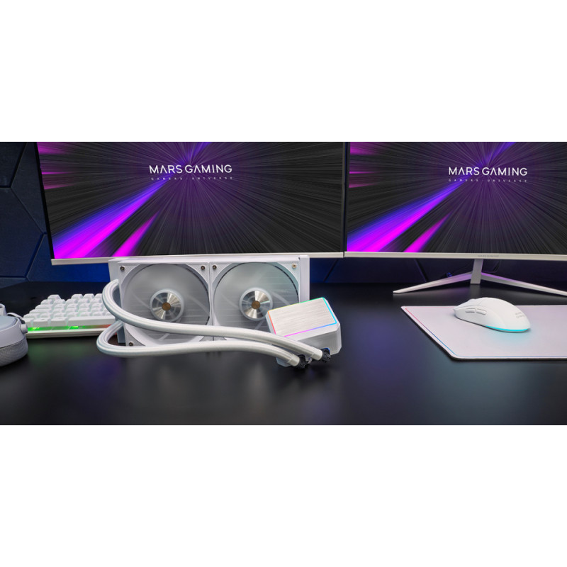 Mars Gaming MLPROII240W ML-PROII240W, Sistema de refrigeración líquida todo en uno, 12 cm, Blanco