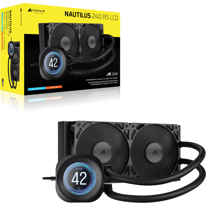 Corsair CW-9061031-WW Nautilus 240 RS LCD, Sistema de refrigeración líquida todo en uno, 12 cm, 420 RPM, 2100 RPM, Negro