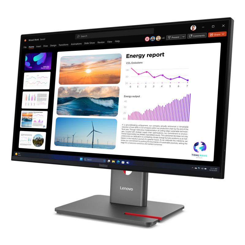 Lenovo 64B2GAT1EU ThinkVision P24Q-40 Monitor, 60,5 cm (23.8"), 2560 x 1440 Pixeles, Quad HD, LCD, 6 ms, Negro