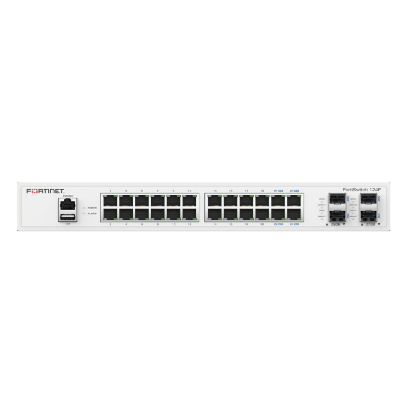 Fortinet FS-124F FS-124F, Gestionado, L2, Gigabit Ethernet (10/100/1000), Montaje en rack, 1U