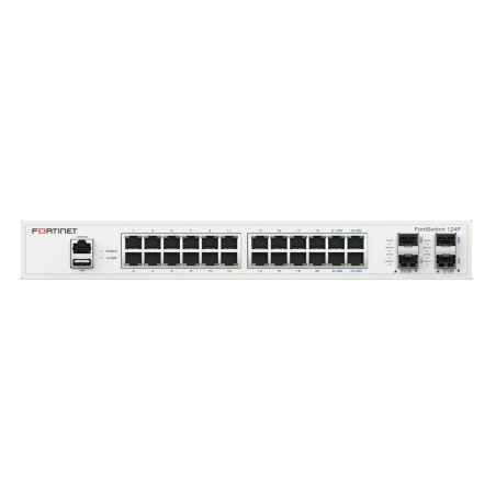 Fortinet FS-124F FS-124F, Gestionado, L2, Gigabit Ethernet (10/100/1000), Montaje en rack, 1U