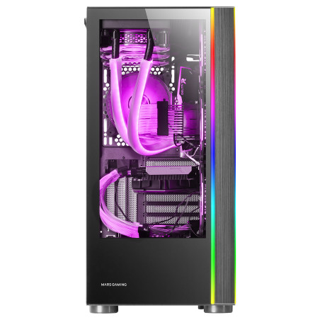 Mars Gaming MCULT MC-ULT, Caja Gaming Custom XXL E-ATX, Doble Cristal Templado 90º Sin Marco + Puerta Lateral, Soporte