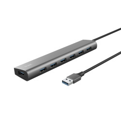 Trust 24967 Halyx, USB 3.2 Gen 1 (3.1 Gen 1) Type-A, USB 2.0, USB 3.2 Gen 1 (3.1 Gen 1) Type-A, 5000 Mbit/s, Plata,