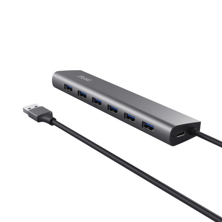 Trust 24967 Halyx, USB 3.2 Gen 1 (3.1 Gen 1) Type-A, USB 2.0, USB 3.2 Gen 1 (3.1 Gen 1) Type-A, 5000 Mbit/s, Plata,