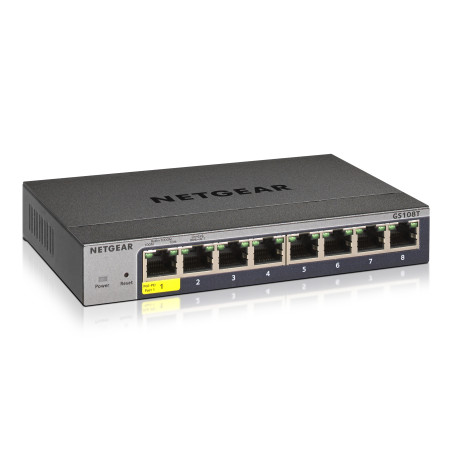 NETGEAR GS108T-300PES GS108Tv3, Gestionado, L2, Gigabit Ethernet (10/100/1000), Bidireccional completo (Full duplex)