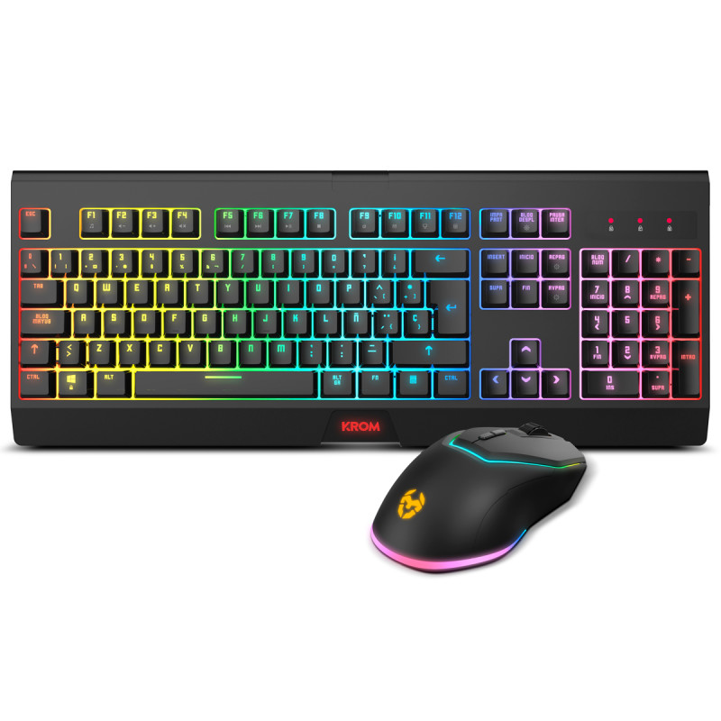 Krom NXKROMKBLSP KABALA, Inalámbrico, RF inalámbrico, Interruptor de membrana, QWERTY, LED RGB, Negro