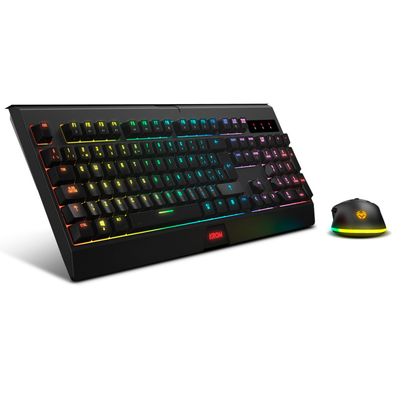 Krom NXKROMKBLSP KABALA, Inalámbrico, RF inalámbrico, Interruptor de membrana, QWERTY, LED RGB, Negro