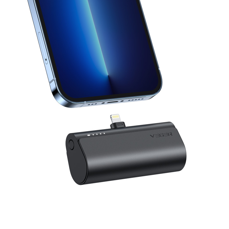 VEGER PLUGON-L PlugOn-L VG-W0556P PowerBank plug-on 5000mah PD20W Lightning connector built-in, 5000 mAh, Ión de litio, 20 W,