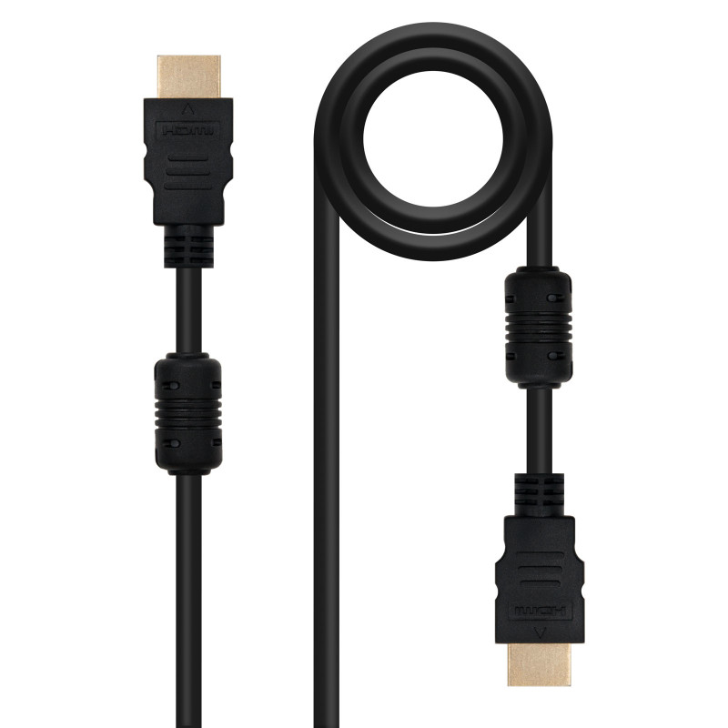 Nanocable 10.15.1805 HDMI, 5m, 5 m, HDMI tipo A (Estándar), HDMI tipo A (Estándar), 4096 x 2160 Pixeles, 3D, Negro