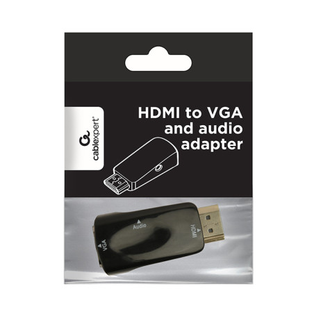 Gembird A-HDMI-VGA-02 A-HDMI-VGA-02, HDMI, VGA (D-Sub), Negro
