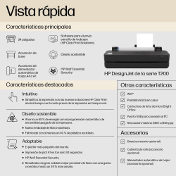HP 5HB06D#B19 Designjet Impresora T250 de 24 pulgadas; edición 2025, Inyección de tinta térmica, 2400 x 1200 DPI, JPEG, URF, 2