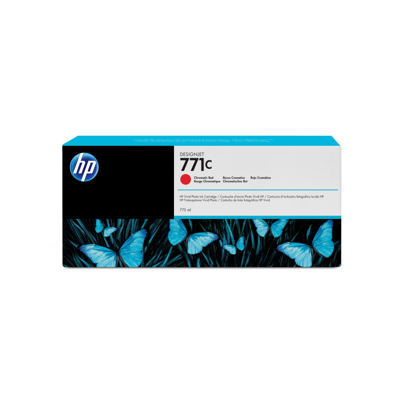 HP B6Y08A Cartucho de tinta DesignJet 771C rojo cromático de 775 ml, Impresora fotográfica HP DesignJet serie Z6200,
