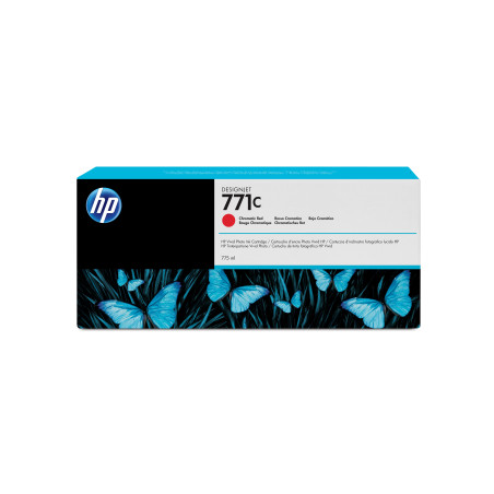 HP B6Y08A Cartucho de tinta DesignJet 771C rojo cromático de 775 ml, Impresora fotográfica HP DesignJet serie Z6200,