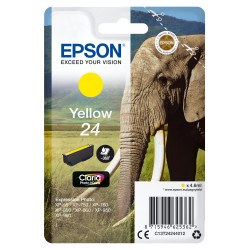 Epson C13T24244012 Elephant Cartucho 24 amarillo, Rendimiento estándar, Amarillo, Tinta a base de pigmentos, 4,6 ml, 1