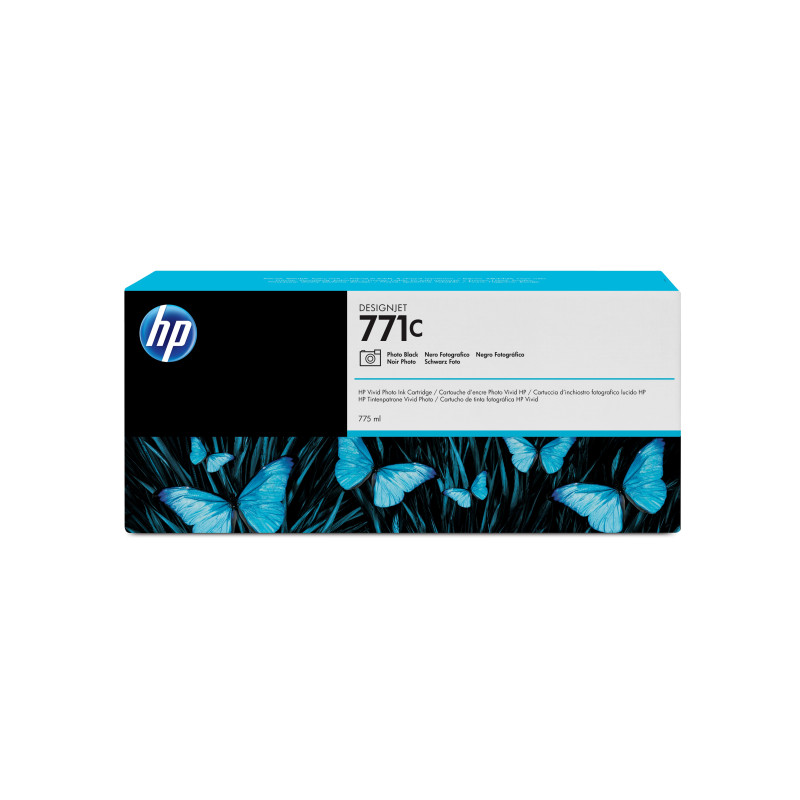 HP B6Y13A Cartucho de tinta DesignJet 771C negro fotográfico de 775 ml, Impresora fotográfica HP DesignJet de la serie Z6200,