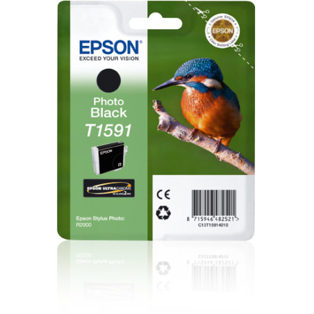 Epson C13T15914010 Cartucho T1591 negro foto, Foto negro, Tinta a base de colorante, 17 ml, 1 pieza(s), 9100 páginas