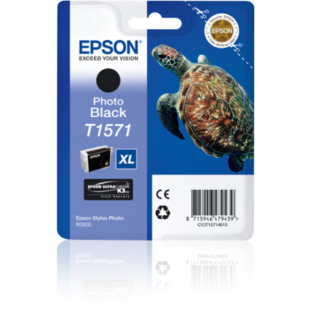 Epson C13T15714010 Turtle Cartucho T1571 negro foto, Foto negro, Tinta a base de colorante, 25,9 ml, 1 pieza(s)