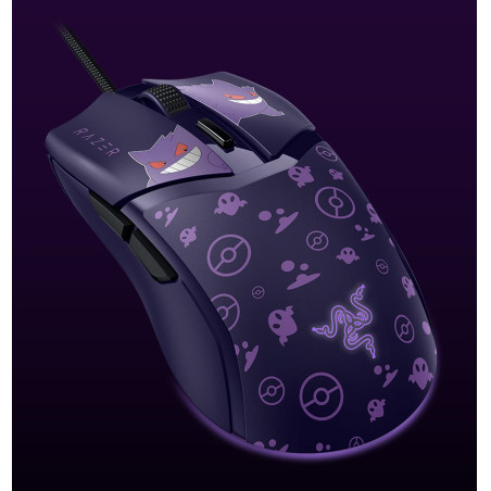 Razer RZ01-04650700-R3M1 Cobra Gengar Edition, mano derecha, Óptico, USB tipo A, 8500 DPI, Púrpura