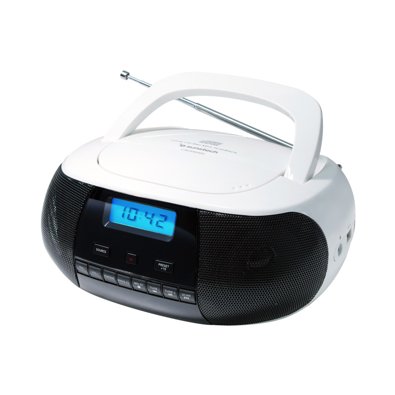 Sunstech CRUSM400WT CRUSM400, Digital, FM, PLL, Jugador, CD, CD-R, CD-RW, 2 W, MP3, WMA