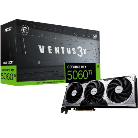 MSI GEFORCE RTX 5060 TI 16G VENTUS 3X OC VENTUS GeForce RTX 5060 TI 16G 3X OC, GeForce RTX 5060 Ti, 16 GB, GDDR7, 128 bit, 7680