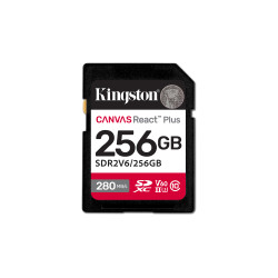 Kingston Technology SDR2V6/256GB 256GB Canvas React Plus SDXC UHS-II 280R/150W U3 V60 for Full HD/4K, 256 GB, SDXC, Clase 10,
