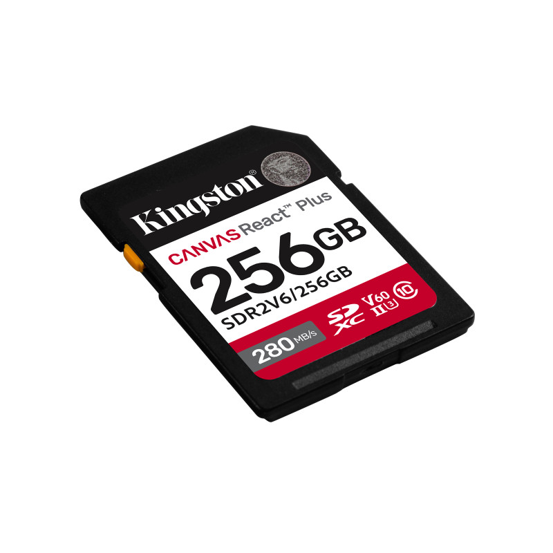 Kingston Technology SDR2V6/256GB 256GB Canvas React Plus SDXC UHS-II 280R/150W U3 V60 for Full HD/4K, 256 GB, SDXC, Clase 10,
