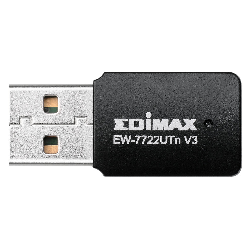 Edimax EW-7722UTN V3 N300, Alámbrico, USB, WLAN, Wi-Fi 4 (802.11n), 300 Mbit/s, Negro