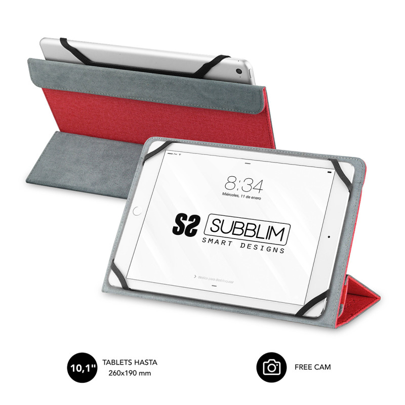 SUBBLIM SUB-CUT-2FC002 Funda Tablet Freecam Case 10,1" Red, Folio, Cualquier marca, Universal. Compatible con todas las Tablet