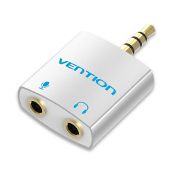 Vention BDBW0 Adaptador Audio BDBW0/ Jack 3.5 Macho - 2x Jack 3.5 Hembra/ Blanco, Plata, 3.5 mm, 2x 3.5 mm, Macho, Hembra, Oro