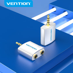 Vention BDAW0 Adaptador Audio BDAW0/ Jack 3.5 Macho - 2x Jack 3.5 Hembra/ Blanco, Plata, 3.5mm, 2 x 3.5mm, Macho, Hembra, Oro 2