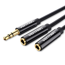 Vention BBSBY Cable Estéreo BBSBY/ Jack 3.5 Macho - 2x Jack 3.5 Hembra/ 30cm/ Negro, Negro, 3.5 mm, 2x 3.5 mm, Macho, Hembra,