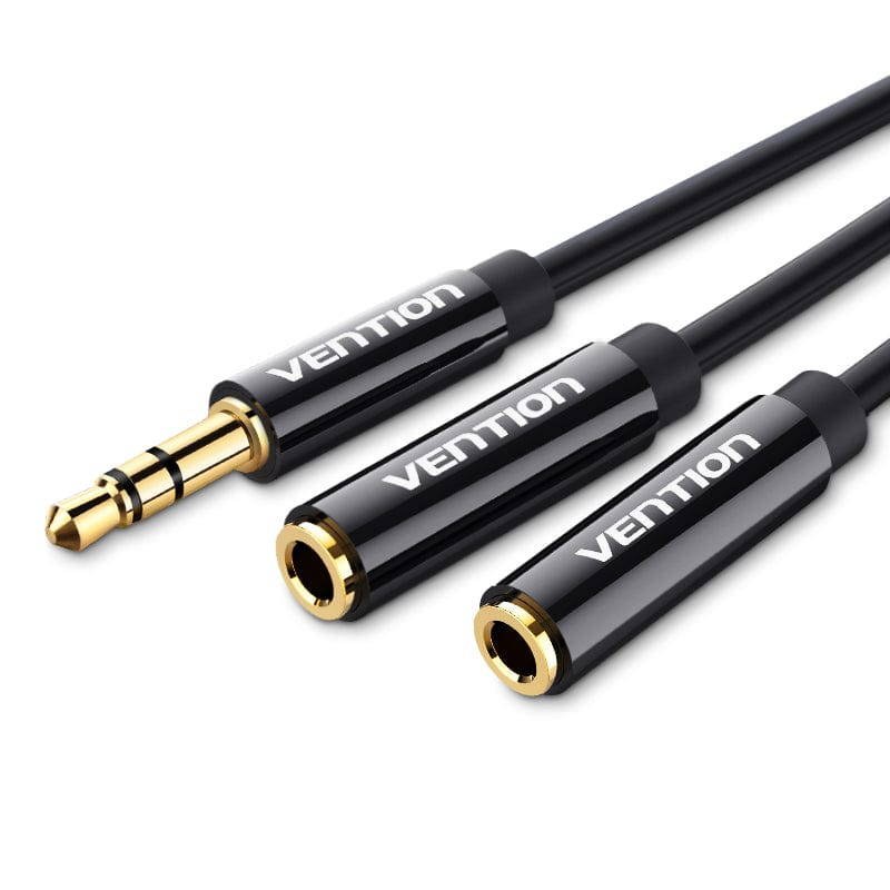 Vention BBSBY Cable Estéreo BBSBY/ Jack 3.5 Macho - 2x Jack 3.5 Hembra/ 30cm/ Negro, Negro, 3.5 mm, 2x 3.5 mm, Macho, Hembra,