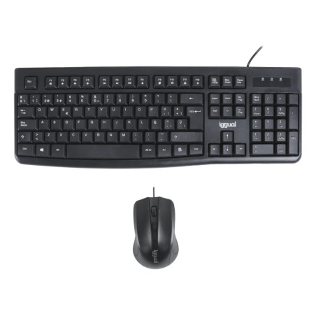iggual IGG319475 Kit teclado y ratón CMK-BUSINESS2 negro, Completo (100%), Alámbrico, USB, QWERTY, Negro, Ratón incluido