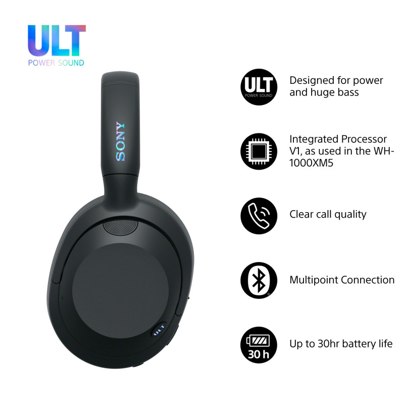 Sony WHULT900NB WHULT900NB, Inalámbrico y alámbrico, 5 - 20000 Hz, Llamadas/Música, 255 g, Auriculares, Negro