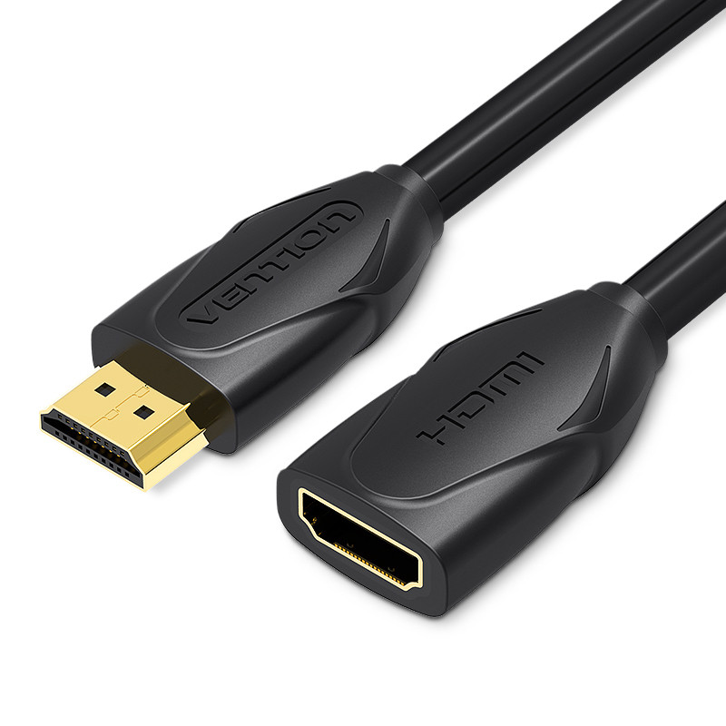 Vention VAA-B06-B100 Cable Alargador HDMI VAA-B06-B100/ HDMI Macho - HDMI Hembra/ 1m/ Negro, 1 m, HDMI tipo A (Estándar), HDMI