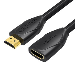 Vention VAA-B06-B100 Cable Alargador HDMI VAA-B06-B100/ HDMI Macho - HDMI Hembra/ 1m/ Negro, 1 m, HDMI tipo A (Estándar), HDMI 2