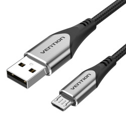 Vention COAHF Cable USB 2.0 3A COAHF/ USB Macho - MicroUSB Macho/ 1m/ Gris, 1 m, USB A, Micro-USB B, USB 2.0, 0,48 Gbit/s, Negro