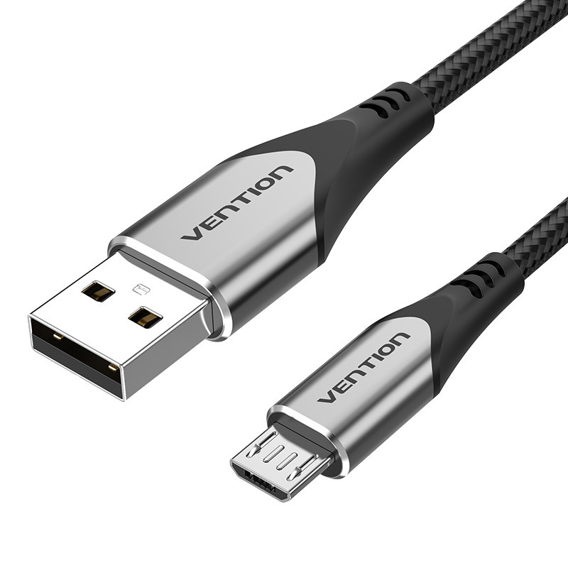 Vention COAHF Cable USB 2.0 3A COAHF/ USB Macho - MicroUSB Macho/ 1m/ Gris, 1 m, USB A, Micro-USB B, USB 2.0, 0,48 Gbit/s, Negro