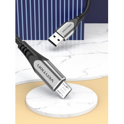 Vention COAHF Cable USB 2.0 3A COAHF/ USB Macho - MicroUSB Macho/ 1m/ Gris, 1 m, USB A, Micro-USB B, USB 2.0, 0,48 Gbit/s, Negro 2