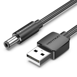 Vention CEYBF Cable Alimentación CEYBF/ USB-A Macho - DC 5.5mm/ 1m/ Negro, 1 m, USB A, DC 5.5mm, 5 V, 3 A