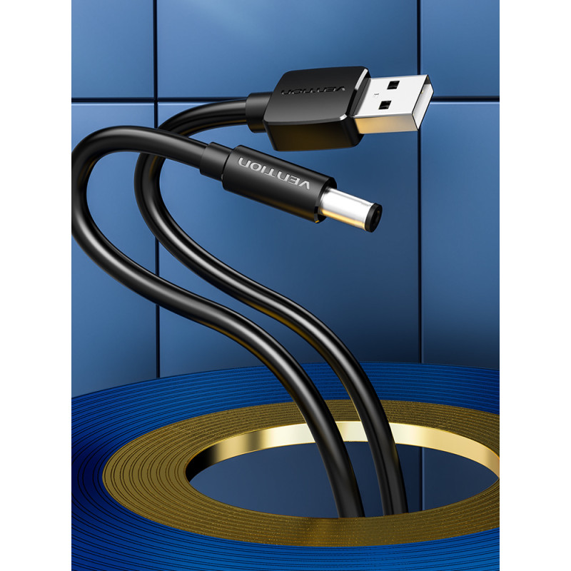Vention CEYBF Cable Alimentación CEYBF/ USB-A Macho - DC 5.5mm/ 1m/ Negro, 1 m, USB A, DC 5.5mm, 5 V, 3 A