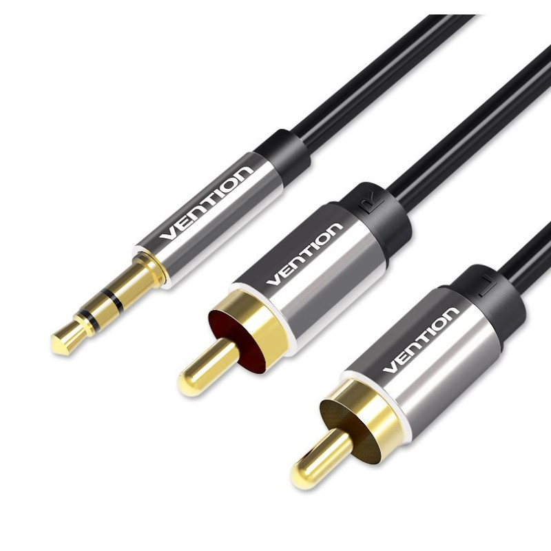 Vention BCFBH Cable Estéreo BCFBH/ Jack 3.5 Macho - 2x RCA Macho/ 2m/ Negro, 3.5mm TRRS, Macho, 2 x RCA, Macho, 2 m, Negro