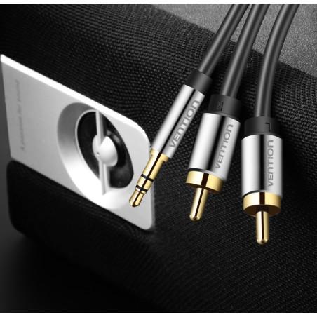 Vention BCFBH Cable Estéreo BCFBH/ Jack 3.5 Macho - 2x RCA Macho/ 2m/ Negro, 3.5mm TRRS, Macho, 2 x RCA, Macho, 2 m, Negro