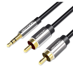 Vention BCFBF Cable Estéreo BCFBF/ Jack 3.5 Macho - 2x RCA Macho/ 1m/ Negro, 3,5mm, Macho, 2 x RCA, Hembra, 1 m, Aluminio,