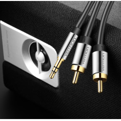 Vention BCFBF Cable Estéreo BCFBF/ Jack 3.5 Macho - 2x RCA Macho/ 1m/ Negro, 3,5mm, Macho, 2 x RCA, Hembra, 1 m, Aluminio, 2
