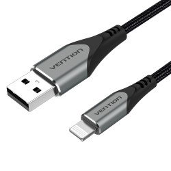 Vention LABHF Cable USB 2.0 Lightning LABHF/ USB Macho - Lightning Macho/ 1m/ Gris, 1 m, Lightning, USB A, Macho, Macho,