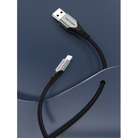 Vention LABHF Cable USB 2.0 Lightning LABHF/ USB Macho - Lightning Macho/ 1m/ Gris, 1 m, Lightning, USB A, Macho, Macho,