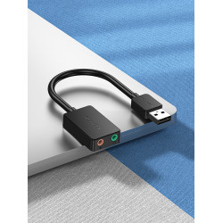 Vention CDYB0 Tarjeta de Sonido CDYB0/ 2.1/ Negro, 2.1 canales, 16 bit, USB 2