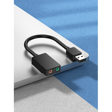 Vention CDYB0 Tarjeta de Sonido CDYB0/ 2.1/ Negro, 2.1 canales, 16 bit, USB