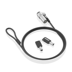 AISENS ASLK-D45K06-BK Cable de Seguridad tipo NANO con cerradura de llave para ordenador, monitor, portátil 1.5m, 1,5 m, Nano,